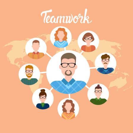 Business People Cartoon Character Set Man Woman International Worker Collection Flat Vector...
