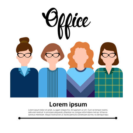 Business People Group Icon Set Woman Businesspeople Team Office Worker Flat Vector Illustration