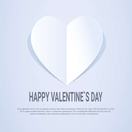 Valentine Day Gift Card Holiday Love Heart Shape Banner With Copy Space Flat Vector Illustrationのイラスト素材