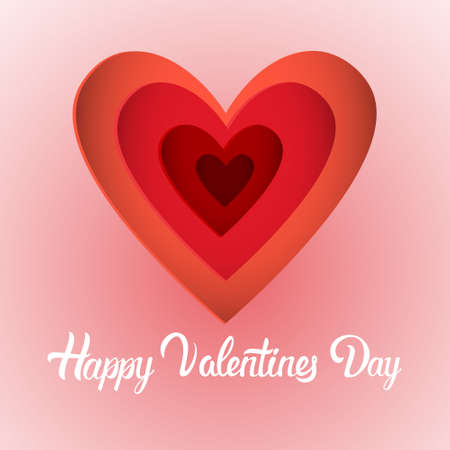 Valentine Day Gift Card Holiday Love Heart Shape Banner With Copy Space Flat Vector Illustrationのイラスト素材