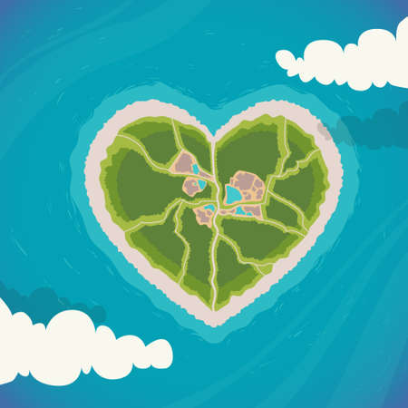 Valentine Day Gift Card Holiday Love Heart Shape Banner With Copy Space Flat Vector Illustrationのイラスト素材