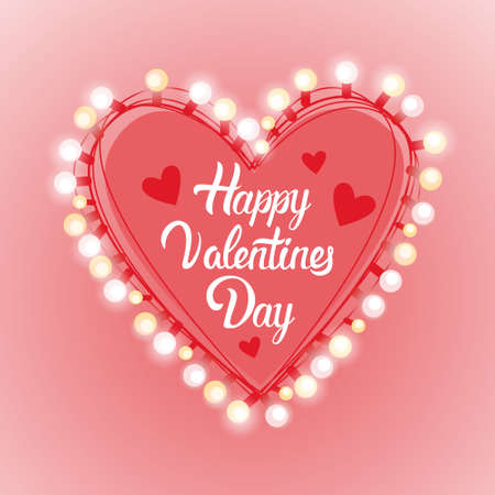 Valentine Day Gift Card Holiday Love Heart Shape Banner With Copy Space Flat Vector Illustrationのイラスト素材