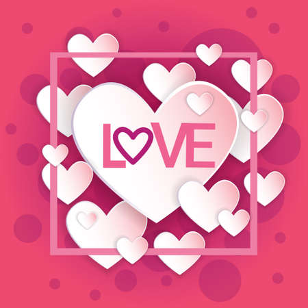 Valentine Day Gift Card Holiday Love Heart Shape Banner With Copy Space Flat Vector Illustrationのイラスト素材