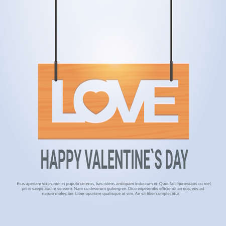 Valentine Day Gift Card Holiday Love Heart Shape Banner With Copy Space Flat Vector Illustrationのイラスト素材
