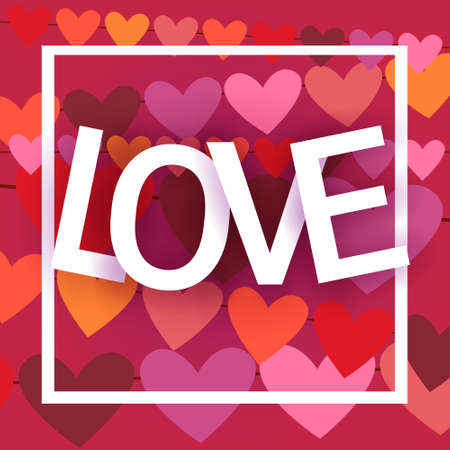 Valentine Day Gift Card Holiday Love Heart Shape Banner With Copy Space Flat Vector Illustrationのイラスト素材