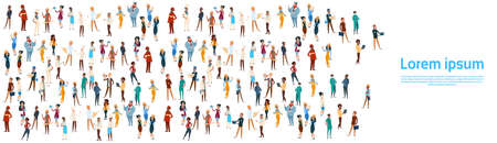 People Group Different Occupation Set, Employees Mix Race Workers Banner Flat Vector Illustrationのイラスト素材