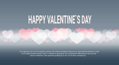 Valentine Day Gift Card Holiday Love Heart Shape Banner With Copy Space Flat Vector Illustrationのイラスト素材