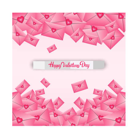 Valentine Day Gift Card Holiday Love Heart Shape Flat Vector Illustrationのイラスト素材