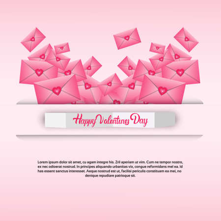 Valentine Day Gift Card Holiday Love Heart Shape Flat Vector Illustrationのイラスト素材