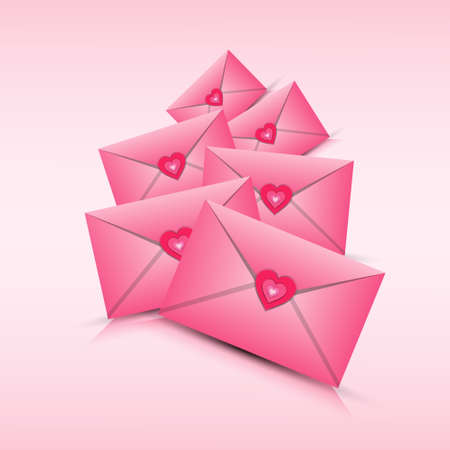 Valentine Day Gift Card Holiday Love Heart Shape Flat Vector Illustrationのイラスト素材