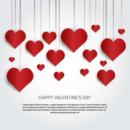 Valentine Day Gift Card Holiday Love Heart Shape Flat Vector Illustrationのイラスト素材
