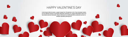 Valentine Day Gift Card Holiday Love Heart Shape Flat Vector Illustrationのイラスト素材