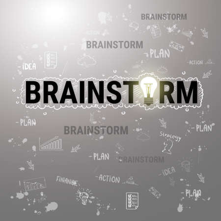 Brainstorm New Business Idea Development Banner Vector Illustrationのイラスト素材