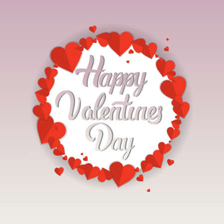 Valentine Day Gift Card Holiday Love Heart Shape Flat Vector Illustrationのイラスト素材