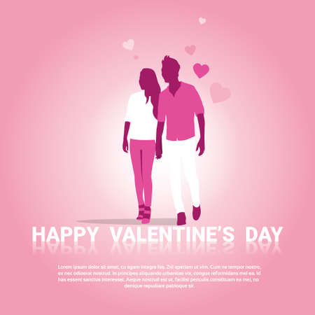 Valentine Day Gift Card Holiday Love Heart Shape Flat Vector Illustrationのイラスト素材