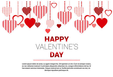 Valentine Day Gift Card Holiday Love Heart Shape Flat Vector Illustrationのイラスト素材