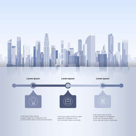 City Skyscraper View Cityscape Background Skyline Silhouette with Copy Space Infographics Vector Illustrationのイラスト素材