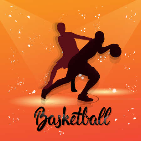 Basketball Player Sportsman Sport Competition Black Silhouette Man Flat Vector Illustrationのイラスト素材