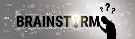 Silhouette Businessman Business Brainstorm New Idea Development Illustration