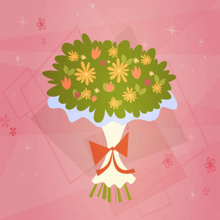 Bouquet Flowers Retro Poster 8 March Holiday Vector Illustrationのイラスト素材