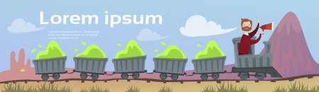 Business Man Ride Train Car Full Money Finance Success Wealth Concept Flat Vector Illustrationのイラスト素材