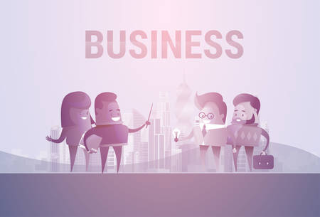 Business People Group Silhouette Meeting Speak Discussion Communication Concept Vector Illustrationのイラスト素材