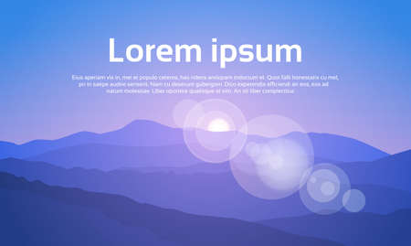 Summer Landscape Mountain Forest Sky Woods Flat Vector Illustrationのイラスト素材