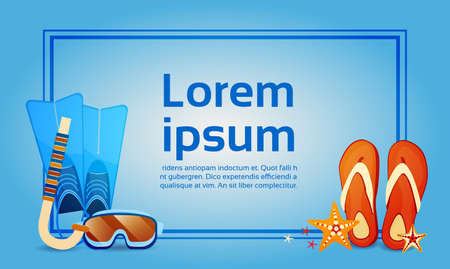 Summer Beach Vacation Tropical Banner Abstract Background Flat Vector Illustrationのイラスト素材