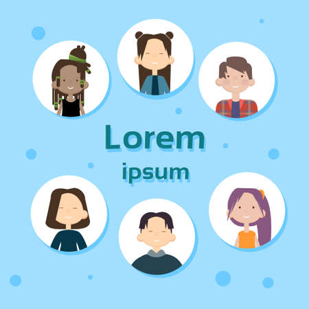Profile Icon Avatar Image Group Casual People Big Crowd Diverse Ethnic Mix Race Banner Flat Vector illustrationのイラスト素材