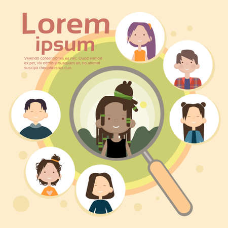 Magnifying Glass Search Candidate Job Position Recruitment Group People Businesspeople Umployment...