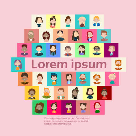 Group Casual People Big Crowd Diverse Ethnic Mix Race Banner Flat Vector illustration