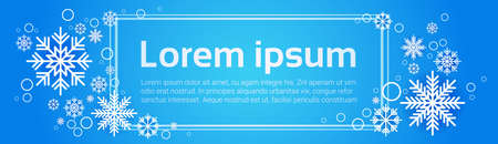 Winter Snowflake Snow Banner Abstract Background Flat Vector Illustrationのイラスト素材