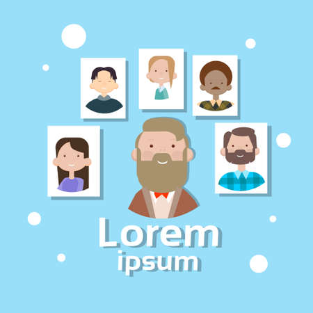 Profile Icon Avatar Image Group Casual People Big Crowd Diverse Ethnic Mix Race Banner Flat Vector illustrationのイラスト素材