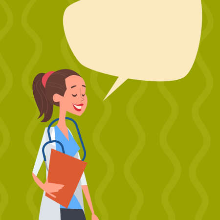 Medial Doctor Chat Bubble Social Network Communication Clinics Hospital Flat Vector Illustrationのイラスト素材
