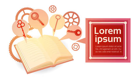 Open Book Library Read School Education Knowledge Concept Flat Vector Illustrationのイラスト素材