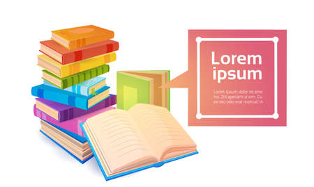 Books Stack School Education Concept Flat Vector Illustrationのイラスト素材
