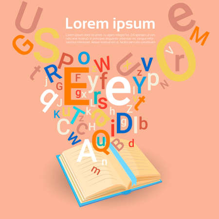 Open Book Library Read School Education Knowledge Concept Flat Vector Illustrationのイラスト素材