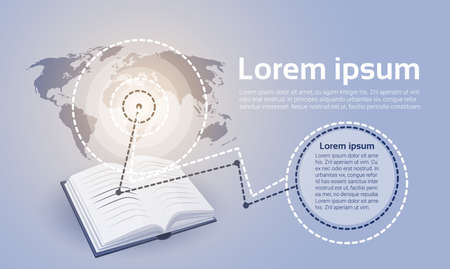 Open Book Library Read School Education Knowledge Concept Flat Vector Illustrationのイラスト素材