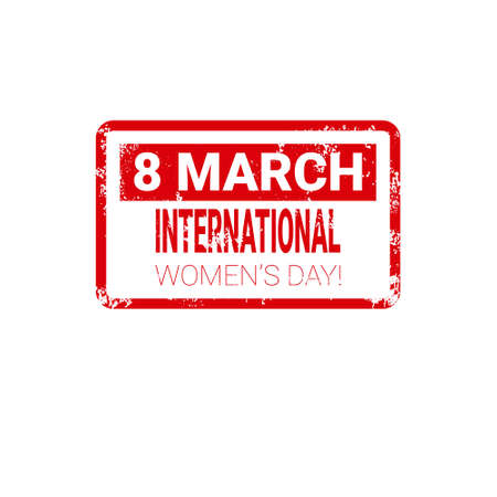 8 March International Women Day Greeting Card Stamp Icon Flat Vector Illustrationのイラスト素材