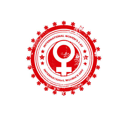 8 March International Women Day Greeting Card Stamp Icon Flat Vector Illustrationのイラスト素材