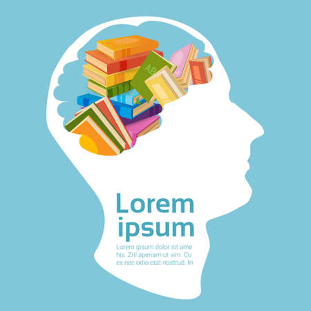 Human Head Books Stack School Education Concept.のイラスト素材