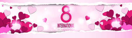 8 March International Women Day Greeting Card Flat Vector Illustrationのイラスト素材