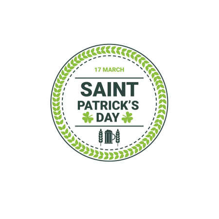 Saint Patrick Day Beer Festival Greeting Card Icon Flat Vector Illustrationのイラスト素材