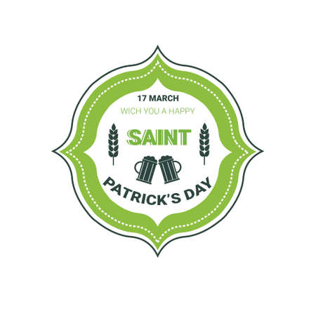 Saint Patrick Day Beer Festival Greeting Card Icon Flat Vector Illustrationのイラスト素材
