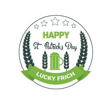 Saint Patrick Day Beer Festival Greeting Card Icon Flat Vector Illustrationのイラスト素材