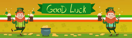 Saint Patrick Day Beer Festival Banner Greeting Card Flat Vector Illustrationのイラスト素材