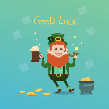 Saint Patrick Day Beer Festival Banner Greeting Card Flat Vector Illustrationのイラスト素材