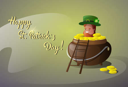 Saint Patrick Day Beer Festival Banner Greeting Card Flat Vector Illustrationのイラスト素材