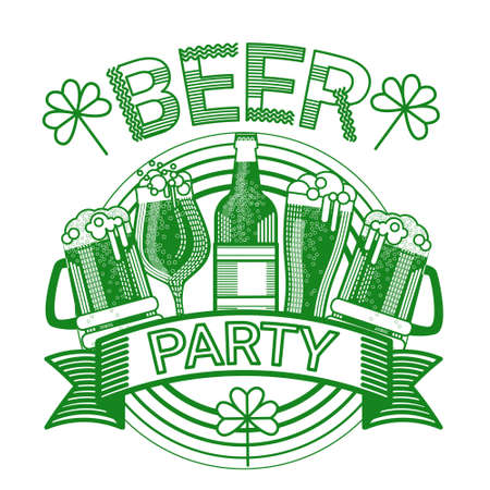 Saint Patrick Day Beer Festival Banner Greeting Card Vector Illustrationのイラスト素材