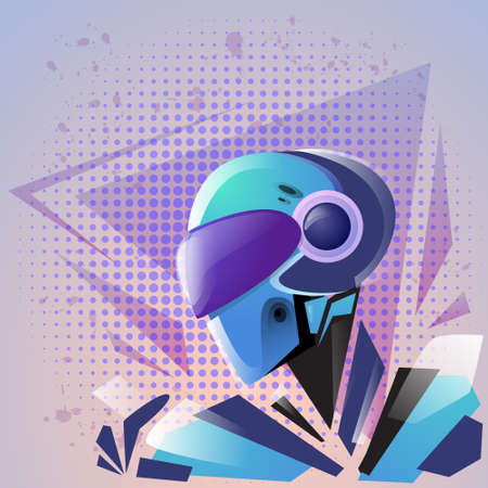 Modern Robot Futuristic Mask Mechanism Technology Vector Illustration
